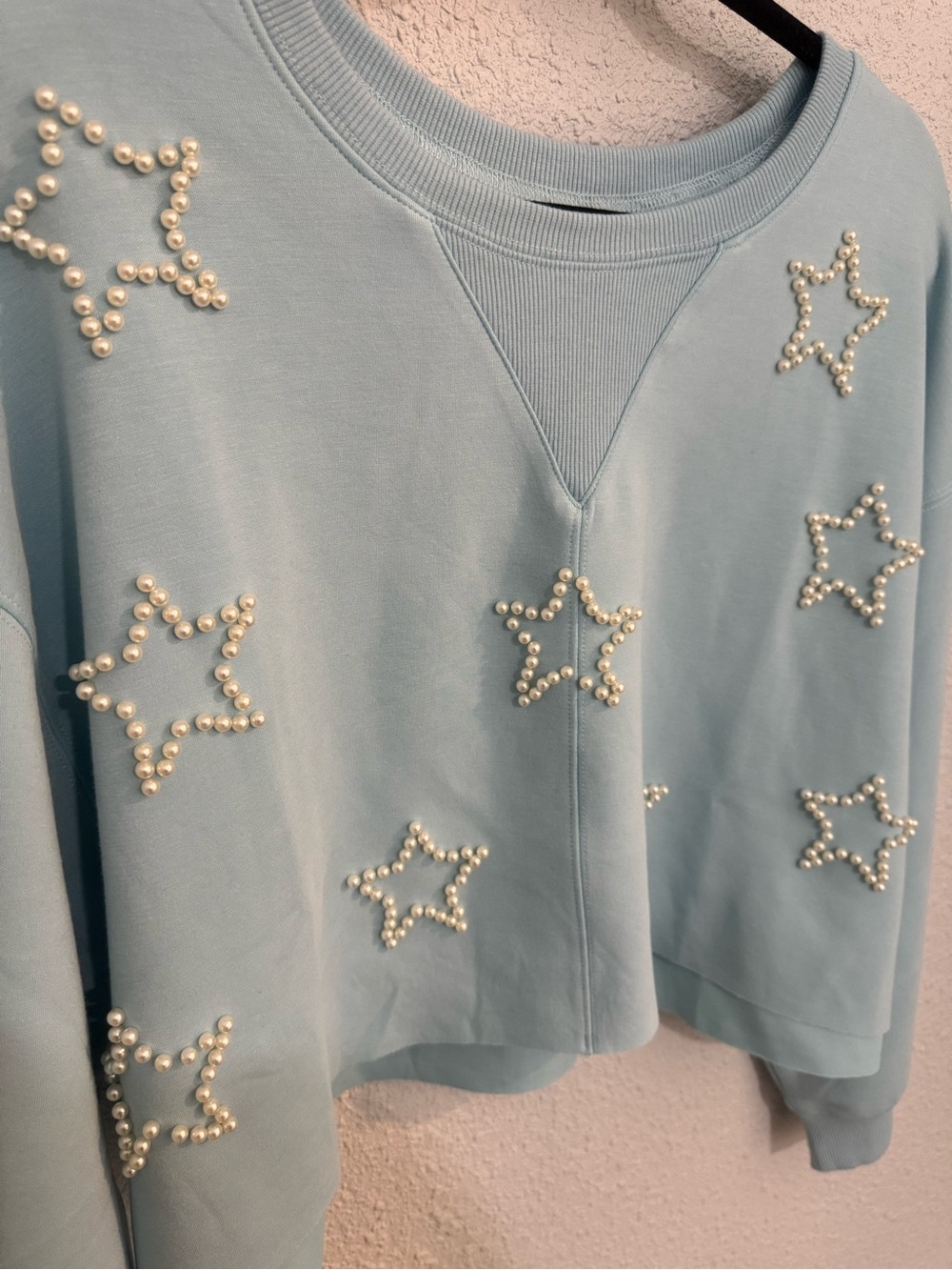 Simply Southern Light Blue Pearl Star Cropped Sweatshirt - Picture 2 of 6